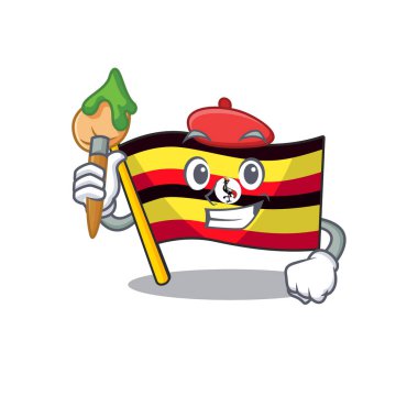 Sanatçı bayrağı Uganda karakter direği uçtu