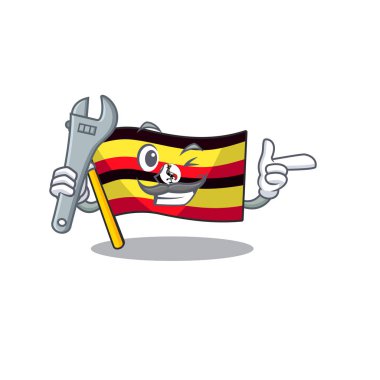 Mekanik uganda bayrağı karikatür çekmece tutulur