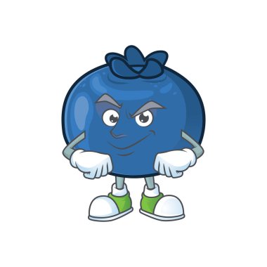 Maskot ile sırıtan karikatür komik yaban mersini meyve