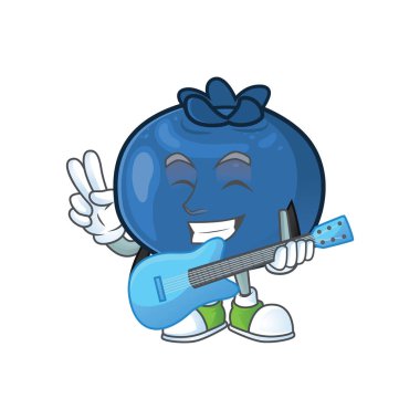 Maskot ile gitar taze yaban mersini karakter tasarımı ile