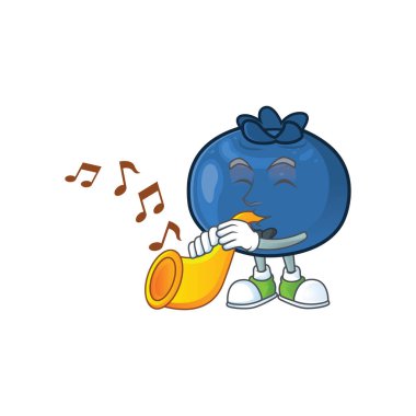 Maskot ile trompet taze yaban mersini karakter tasarımı ile