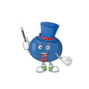 Beyaz arka planda Magician karikatür tatlı yaban mersini karakteri