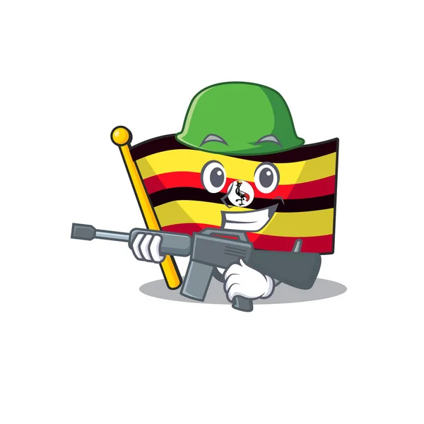 Ordu bayrağı Uganda karakter direği uçtu — Stok Vektör