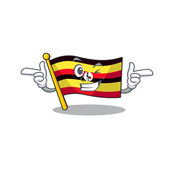 Wink flag uganda in the mascot shape — Stock Vector