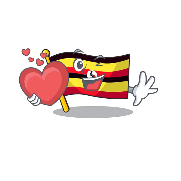 Με την καρδιά σημαία Ουγκάντα απομονωμένη στο καρτούν — Διανυσματικό Αρχείο