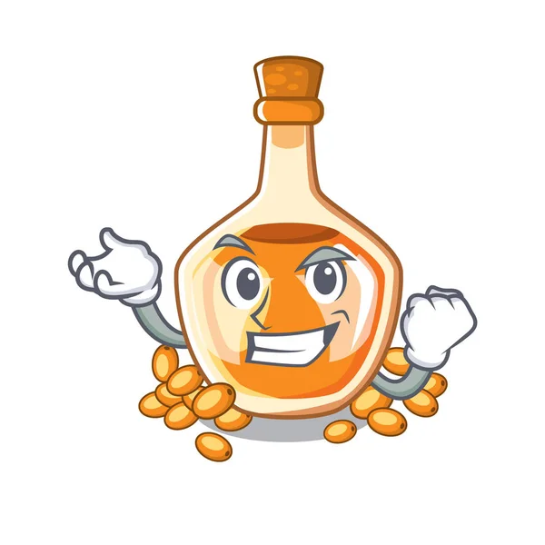 Successful sea buckthorn oil isolated on mascot — Stock Vector