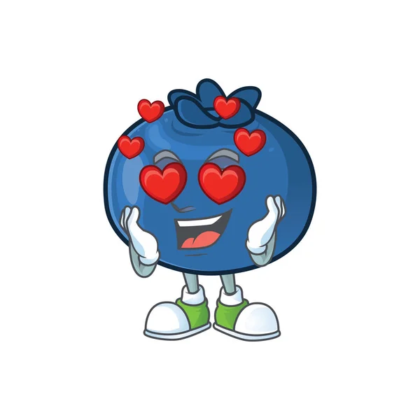 In Love verse Blueberry karakter ontwerp met mascotte — Stockvector