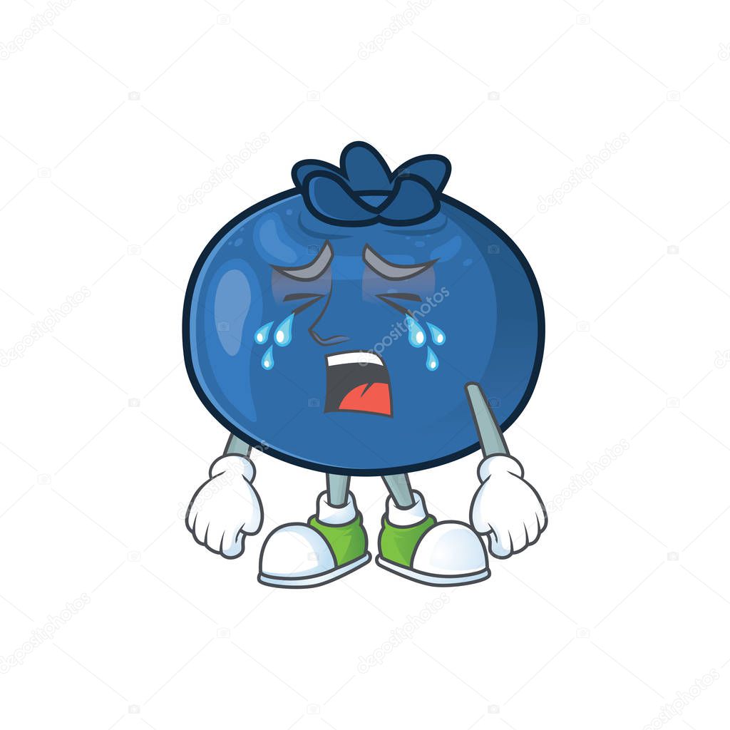 Crying fresh blueberry character design with mascot