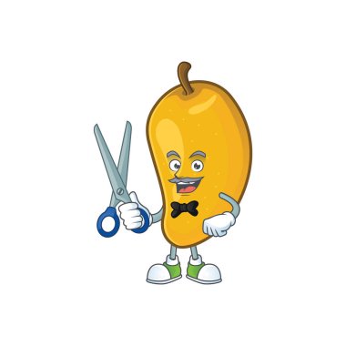 Maskot ile Berber taze mango karakter karikatür