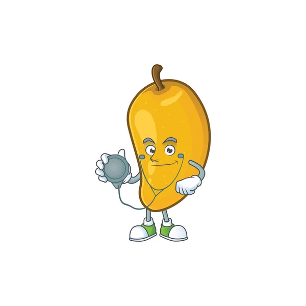 Maskot ile Doktor taze mango karakter karikatür — Stok Vektör
