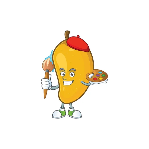 Festő friss mangó karakter rajzfilm a kabalája — Stock Vector