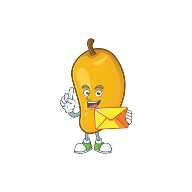 Beyaz arka planda mango karakterinzarf karikatür ile.