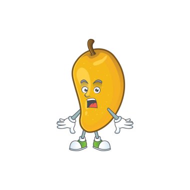 Karikatür maskotu ile sürpriz karakter mango meyve