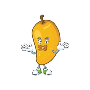 Beyaz arka planda sessiz olgun mango karakter karikatür