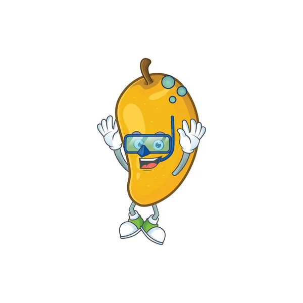 Búvárkodás karikatúra a mangó karakter fehér alapon. — Stock Vector