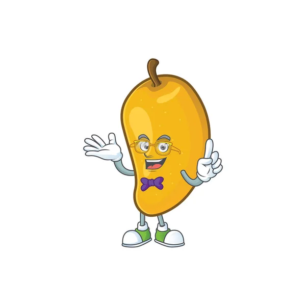 Geek cartoon of mango character on a white background. — Stock Vector