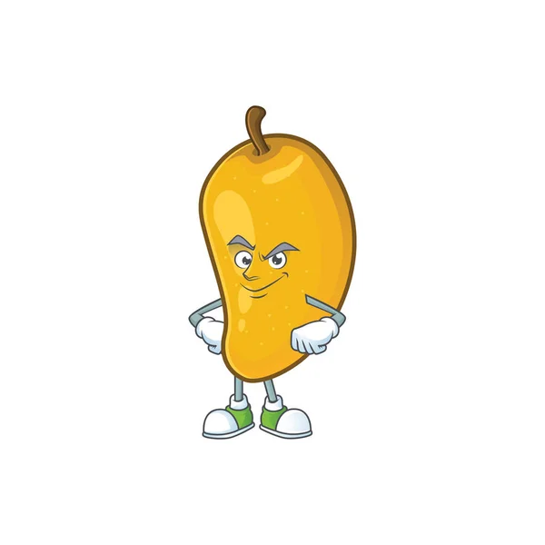 Smirking cartoon van mango karakter op een witte achtergrond. — Stockvector