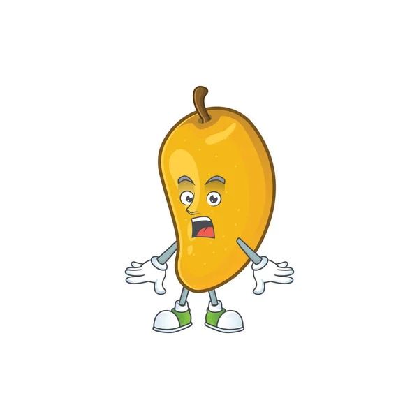 Verrast karakter mango fruit met cartoon mascotte — Stockvector