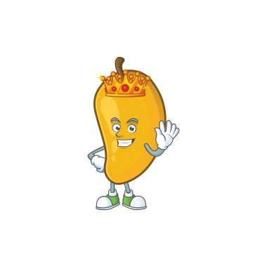 Beyaz arka planda Kral olgun mango karakter karikatür