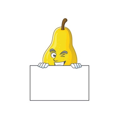 Maskot ile kurulu meyve armut çizgi film karakteri ile Grinning