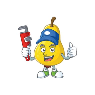 Karikatür karakteri tesisatçı taze armut