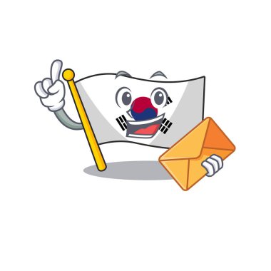 Karikatür şeklinde zarf kore bayrağı ile