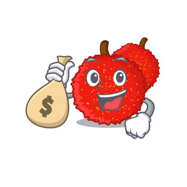 Maskot sepetinde para çantası taze bayberry meyve ile