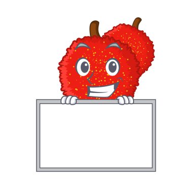 Maskot sepetinde tahta taze bayberry meyve ile Grinning