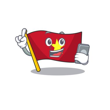 Karikatür şeklinde telefon vietnam bayrağı ile