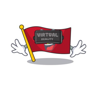 Sanal gerçeklik bayrağı vietnam maskot kutup üzerinde çırpındı