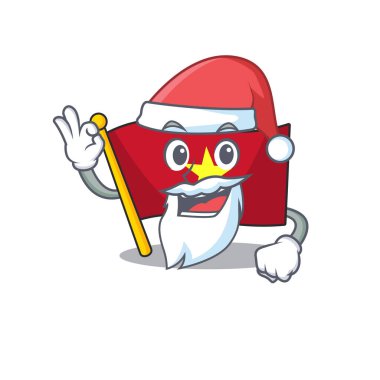 Ahşap masa karikatür üzerinde Santa bayrağı vietnam