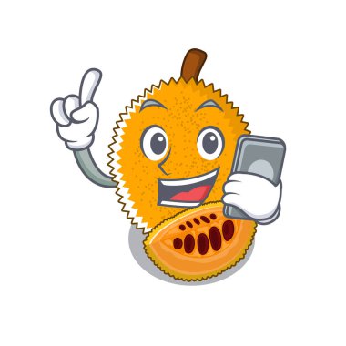 Bir karikatür buzdolabında telefon gac meyve ile