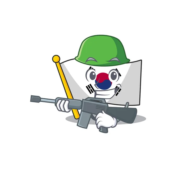 Esercito coreano bandiera cartone animato svolazzante sul palo — Vettoriale Stock