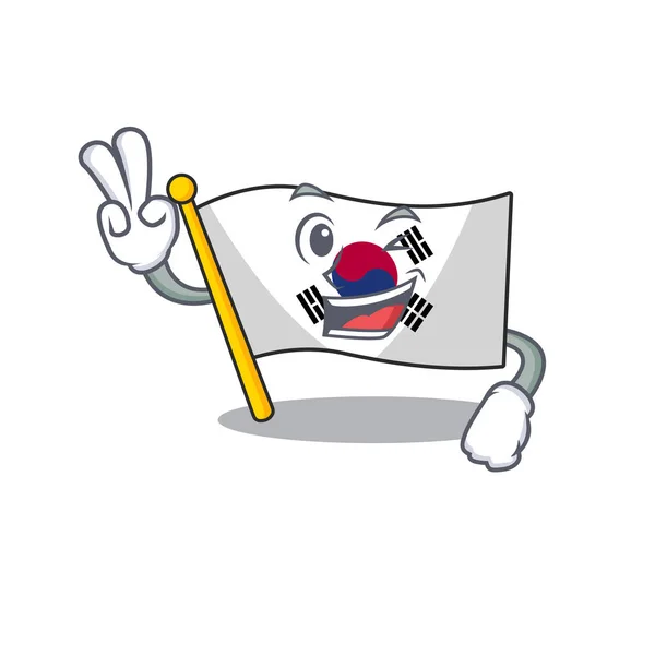 卡通形状的两根手指韩国国旗 — 图库矢量图片