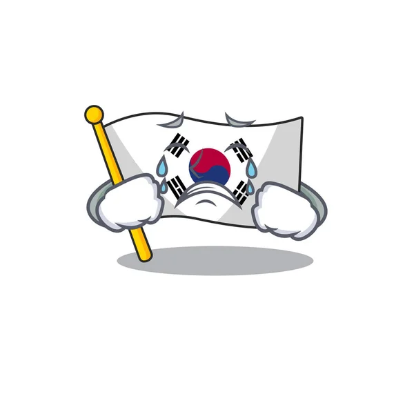 哭泣的旗帜韩国与吉祥物隔离 — 图库矢量图片