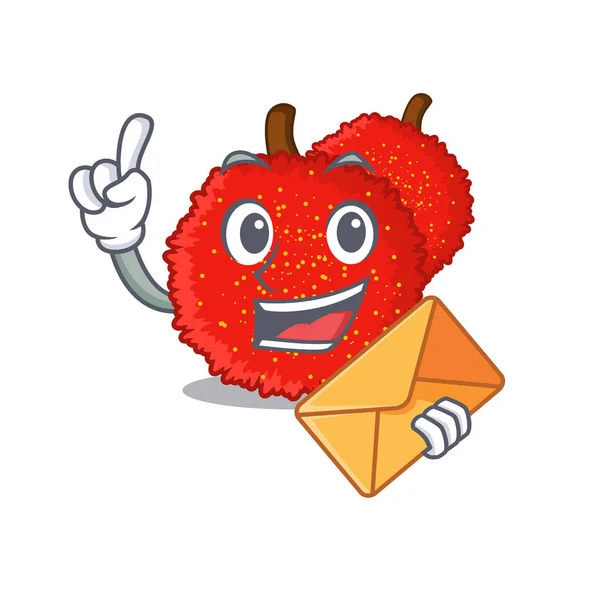Avec enveloppe de fruits de bayberry doux en forme de caractère — Image vectorielle