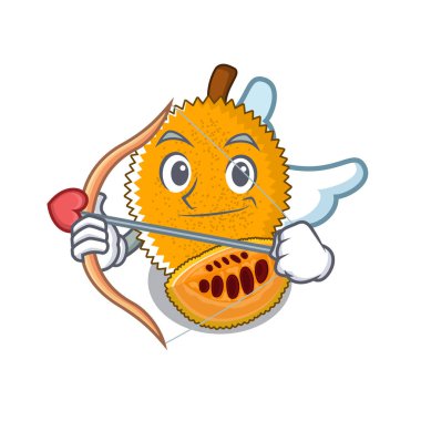 Bir karikatür buzdolabında Cupid gac meyve