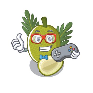 Bir çizgi film sepetinde Gamer taze breadfruit