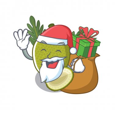 Hediye breadfruit ile Santa maskot ile izole