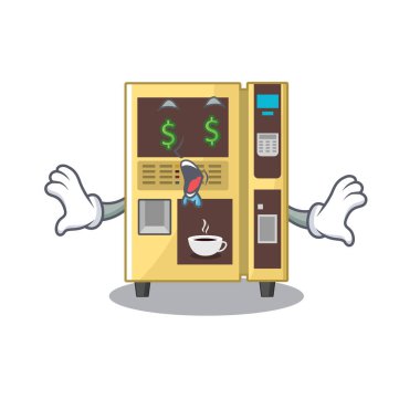 Karikatür para göz kahve otomat