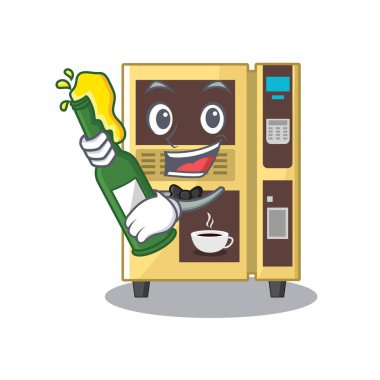 Karikatür bira kahve otomat ile