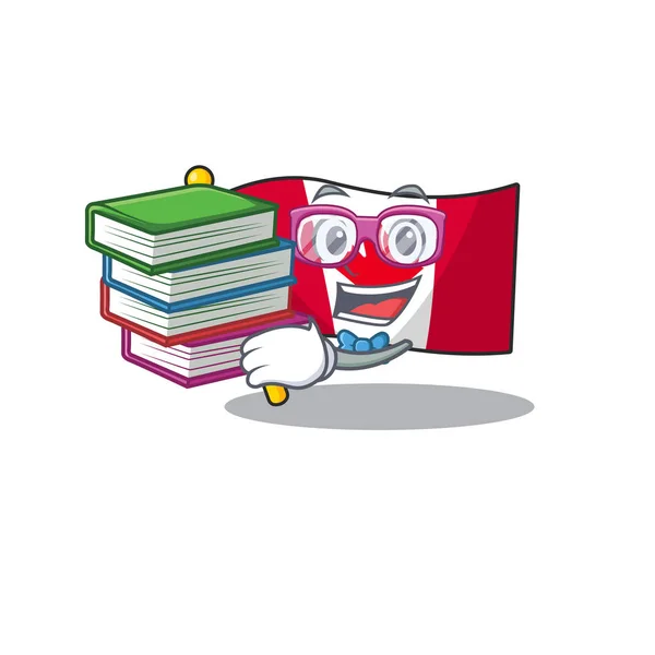 Étudiant avec drapeau du livre canadien avec dans le personnage — Image vectorielle