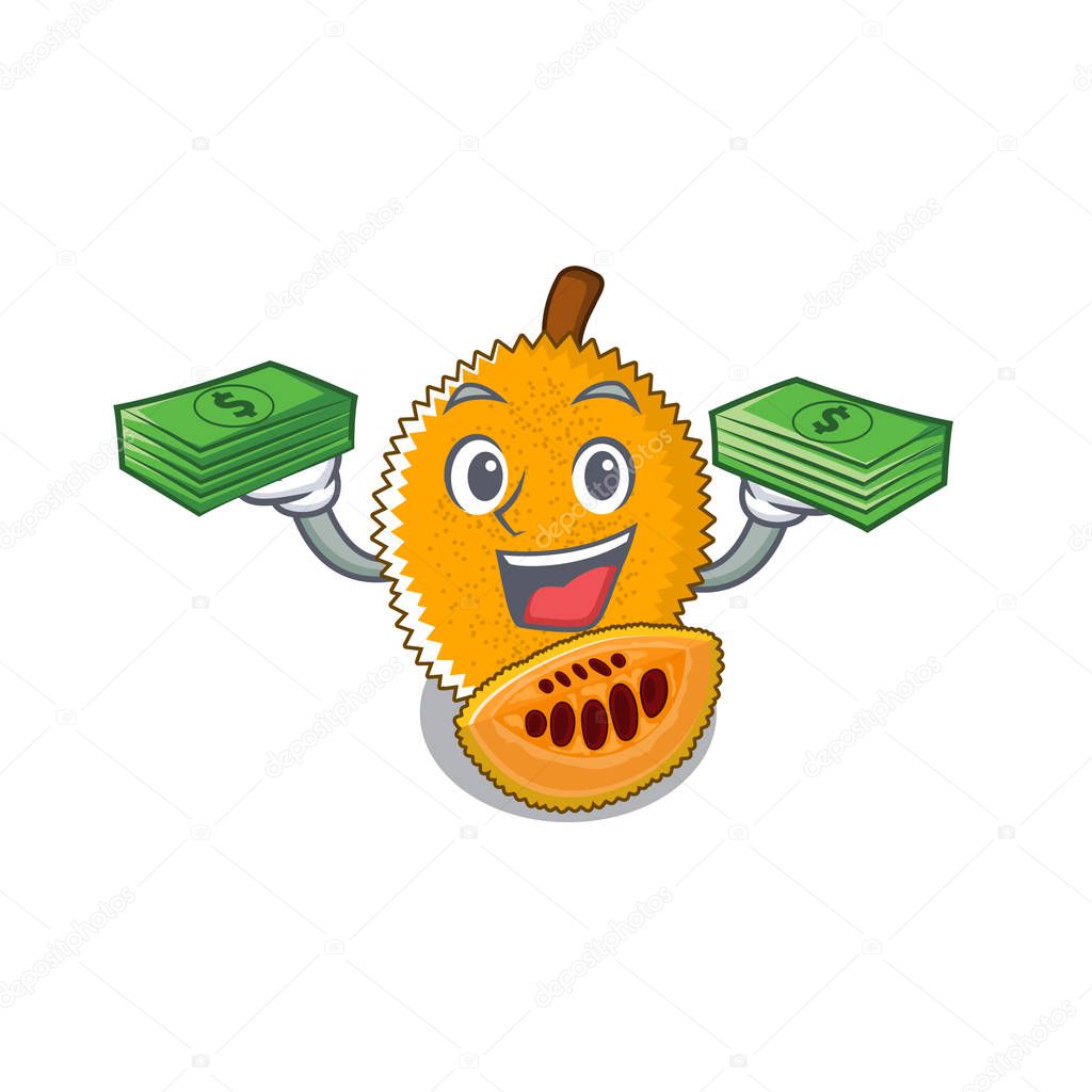 With money bag gac fruit isolated in the cartoon