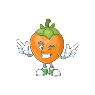 Maskot ile izole Wink persimmon çizgi film karakteri