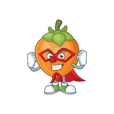 Süper kahraman trabzon hurması çizgi film karakteri maskot ile izole