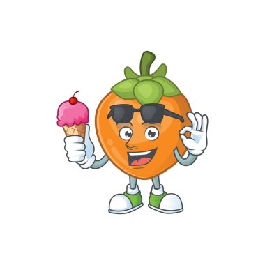Dondurma hurma çizgi film karakteri ile maskot ile izole