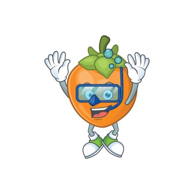 Maskot ile izole dalış hurma çizgi film karakteri