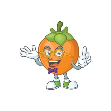 Geek trabzon hurması çizgi film karakteri maskot ile izole