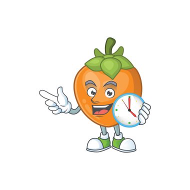 Maskot ile izole saat hurma çizgi film karakteri ile