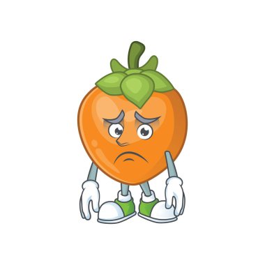 Beyaz arka planda korkudan hurma meyve maskotu karikatür